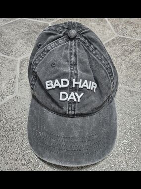 Bad Hair Day Embroidered Baseball Cap - Black